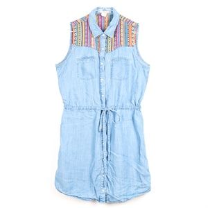 Forever 21 Western Style Sleeveless Tie-Waist Denim Shirt Dress Size M